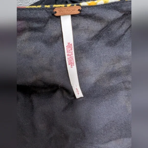 Free People Lydia Cotton midi dress Pink Black floral print Size small S - Picture 5 of 6